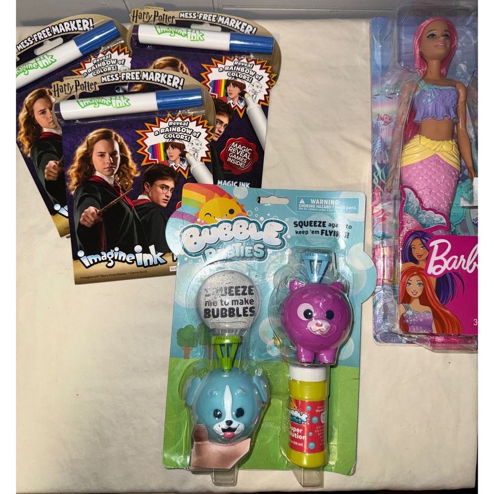 Barbie Mermaid Doll Harry Potter Imagine Ink Books & Bubble Besties Toy Bundle
